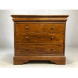 Modern chest of three drawers by maker Willis & Gambier, approx 49cm x 102cm x 89cm tall