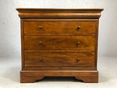 Modern chest of three drawers by maker Willis & Gambier, approx 49cm x 102cm x 89cm tall
