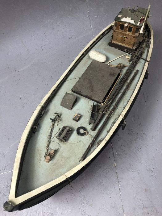 Scale wooden model of the fishing boat 'Eileen', on cradled stand, approx 75cm in length (A/F) - Image 5 of 5