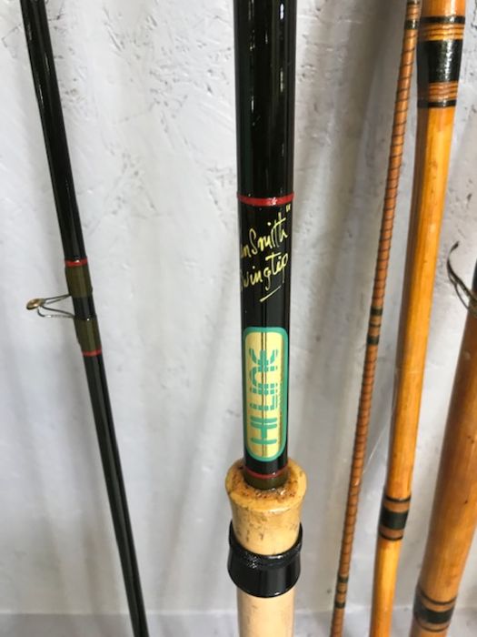 Good Collection of approx 11 fishing rods to include split cane rods, telescopic rods and fishing - Image 2 of 11