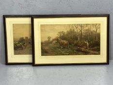 DAVID BATES (1840-1921), pair of watercolours of country scenes, each approx 55cm x 29cm, framed and