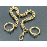 9ct Gold chain with clasp and two large circular hoops approx 22cm in length and 30.3g