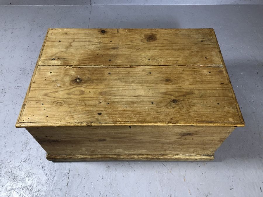 Antique pine blanket box, approx 80cm x 53cm x 39cm tall - Image 2 of 4