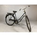 Swedish 'Kronan' bicycle in black, based on the original Swedish military bicycles, with coaster