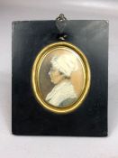 Miniature of a woman's head, image approx 6.5cm x 5cm, inscribed to back 'My Mother's Picture',