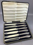 Boxed set of Hallmarked silver handled knives Sheffield by maker John Sanderson