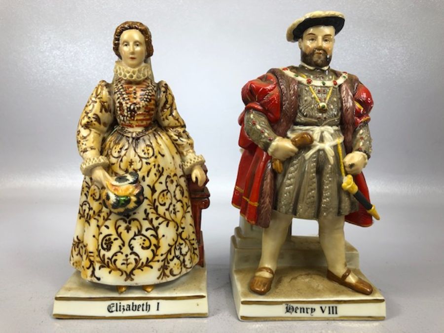 Collection of ceramic figurines to include a lady holding a dog signed B. Merli, a Staffordshire - Image 4 of 7