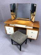 G-Plan Mid Century dressing table with a G-Plan gold stamped stool (A/F)