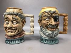 Pair of character jugs, each approx 18cm in height, one a monk, the other a pirate