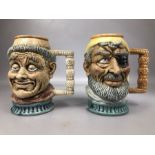 Pair of character jugs, each approx 18cm in height, one a monk, the other a pirate