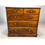 Chest of five drawers with brass circular handles, two over three, in excellent condition, approx