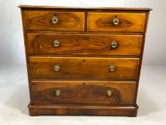 Chest of five drawers with brass circular handles, two over three, in excellent condition, approx