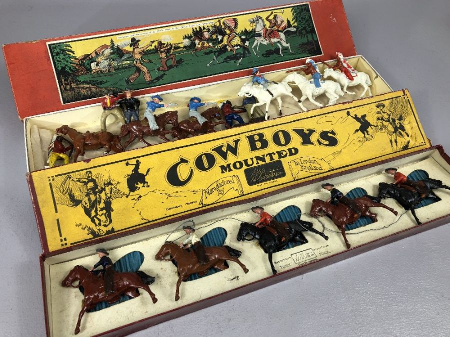 Vintage Toys W Britains No 179 mounted Cowboys and John Hill & Co Cowboy Indian set C12 - Image 2 of 9