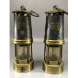 Pair of Laidler of Durham miner's safety lamps, each approx 22cm in height