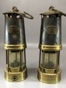 Pair of Laidler of Durham miner's safety lamps, each approx 22cm in height