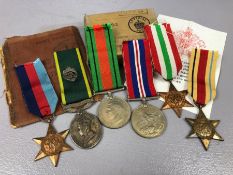 Collection of WWII medals Awarded to 908604 GNR E.C. Lawler R.A, The Defence Medal; War Medal; Italy