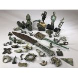 Good collection of artefacts, circa 35 pieces, of varying ages, some possibly metal detecting finds,