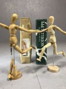 Two boxed wooden artist's figure, one by Daler-Rowney, each approx 32cm in height