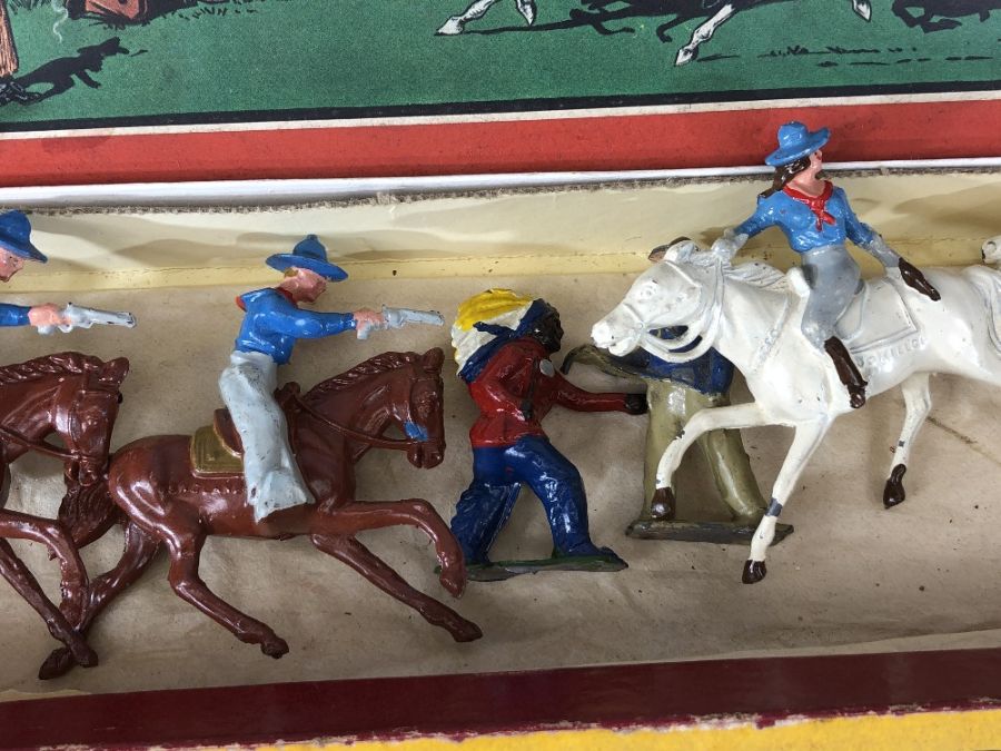 Vintage Toys W Britains No 179 mounted Cowboys and John Hill & Co Cowboy Indian set C12 - Image 7 of 9