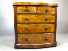 Mahogany bow fronted chest of five drawers, approx 105cm x 49cm x 115cm