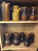 Ten vintage stoneware coffee pots to include EMB Skcandia, Hornsea, Sadler, Beswick