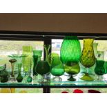 Large collection of modern green coloured glassware, circa 25 pieces