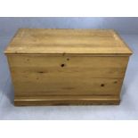 Pine chest / blanket box, approx 93cm x 50cm x 53cm tall