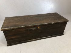 Large stained pine chest, approx 142cm x 55cm x 46cm