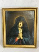 After Sassoferrato La Virgine Addolorata, oil on canvas, Label to reverse reads "Sassoferrato (