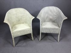 Pair of white Lloyd Loom chairs