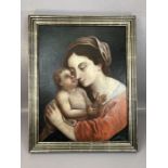 Madonna and Child, oil on board, approx 36cm x 48cm, framed