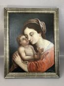 Madonna and Child, oil on board, approx 36cm x 48cm, framed