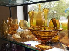 Large collection of modern amber coloured glassware, circa 26 pieces