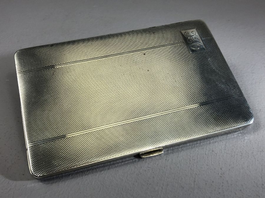 Hallmarked Silver Cigarette case Birmingham by maker Adie Brothers Ltd approx 8 x 12.5cm & 182g