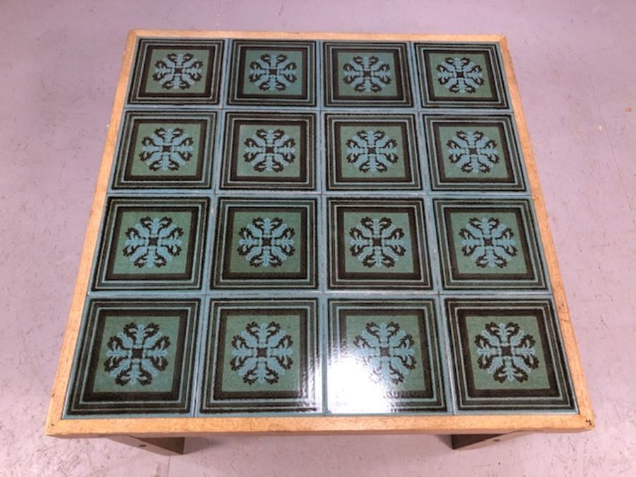 Danish Mid Century tile top coffee table by Trich, in wooden frame, approx 86cm x 86cm x 42cm tall - Image 2 of 4