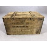 Vintage wine or champagne crate with rope handles, approx 62cm x 40cm x 34cm