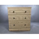 Single lime waxed effect chest of three drawers, by Alstons of Ipswich approx 77cm x 41cm x 83cm