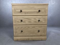 Single lime waxed effect chest of three drawers, by Alstons of Ipswich approx 77cm x 41cm x 83cm