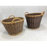 Two wicker log baskets, the largest approx 45cm in height