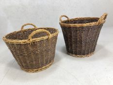 Two wicker log baskets, the largest approx 45cm in height