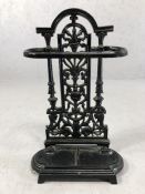 Iron umbrella stand with drip tray, approx 53cm in height