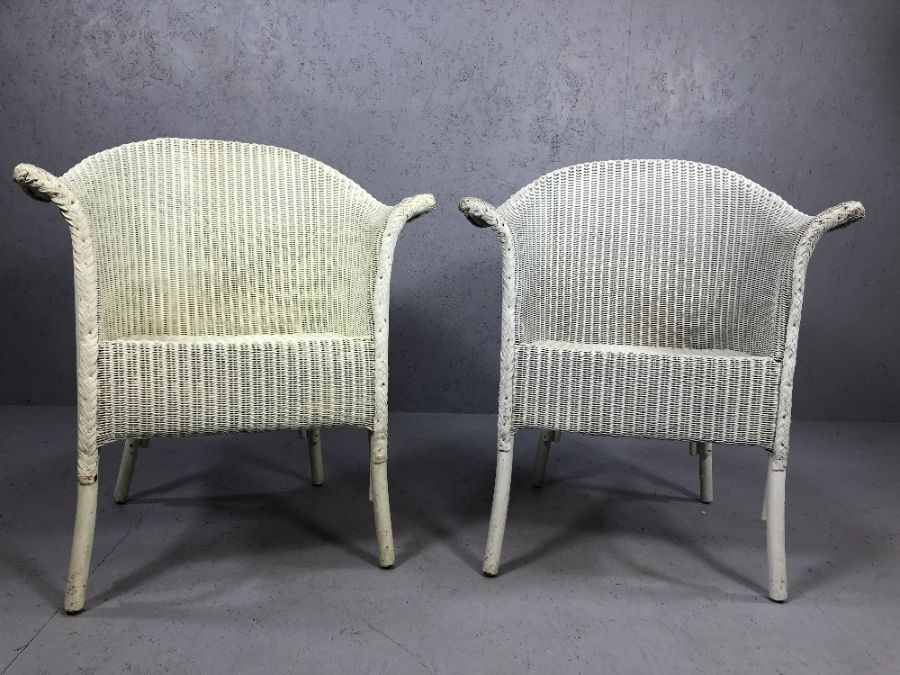 Pair of white Lloyd Loom chairs - Image 3 of 5