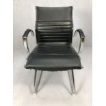 Modern black leather and chrome occasional chair