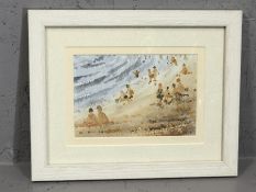 BOB BRADSHAW (British, 20th/21st Century), watercolour of a beach scene, signed and framed, approx