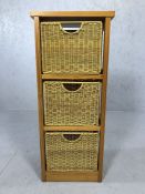 Chest of three basket drawers, approx 34cm x 24cm x 80cm tall