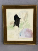 MARCEL VERTES (Hungarian, 1895-1961), nude of a woman painting, watercolour sketch, signed lower