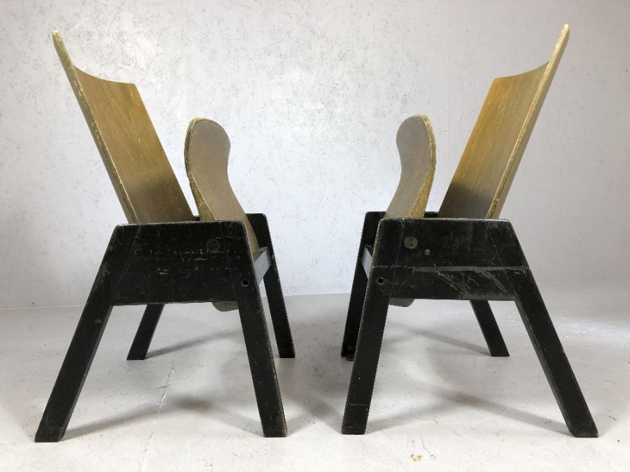 Pair of vintage / retro wooden chairs with folding seats, each approx 75cm in height at back - Image 4 of 5