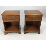 Pair of modern bedside / lamp tables with pull out shelves, each approx 46cm x 35cm x 61cm tall