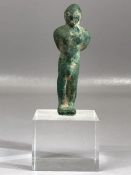 Bronze figure of a captive man, possibly Celtic, with hands tied behind back, mounted on a plinth,