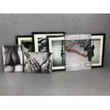 Modern Interiors: Collection of seven large framed erotic-themed black and white pictures and